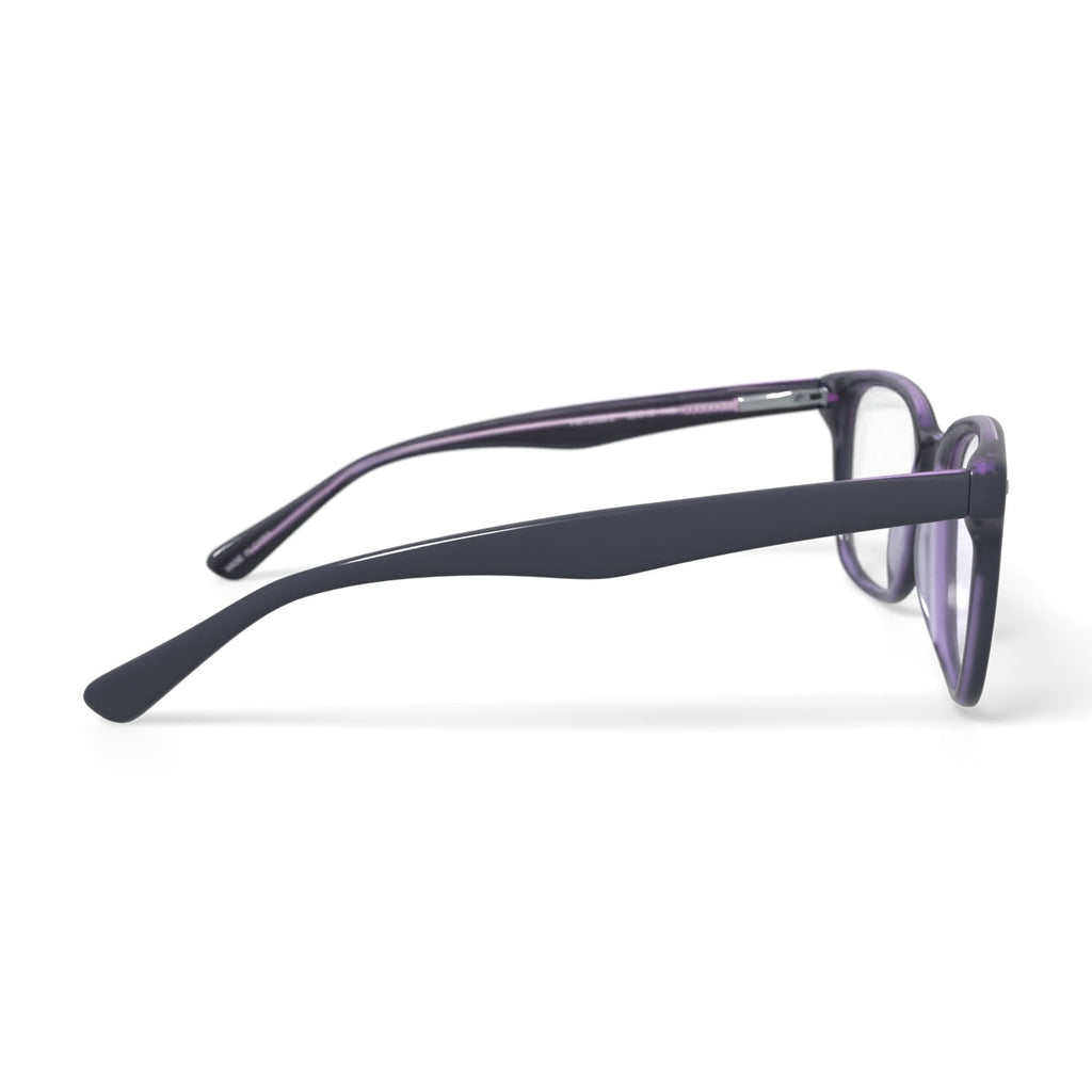 Womens FM13038 Square Prescription Eyeglasses with Case, Black/Purple