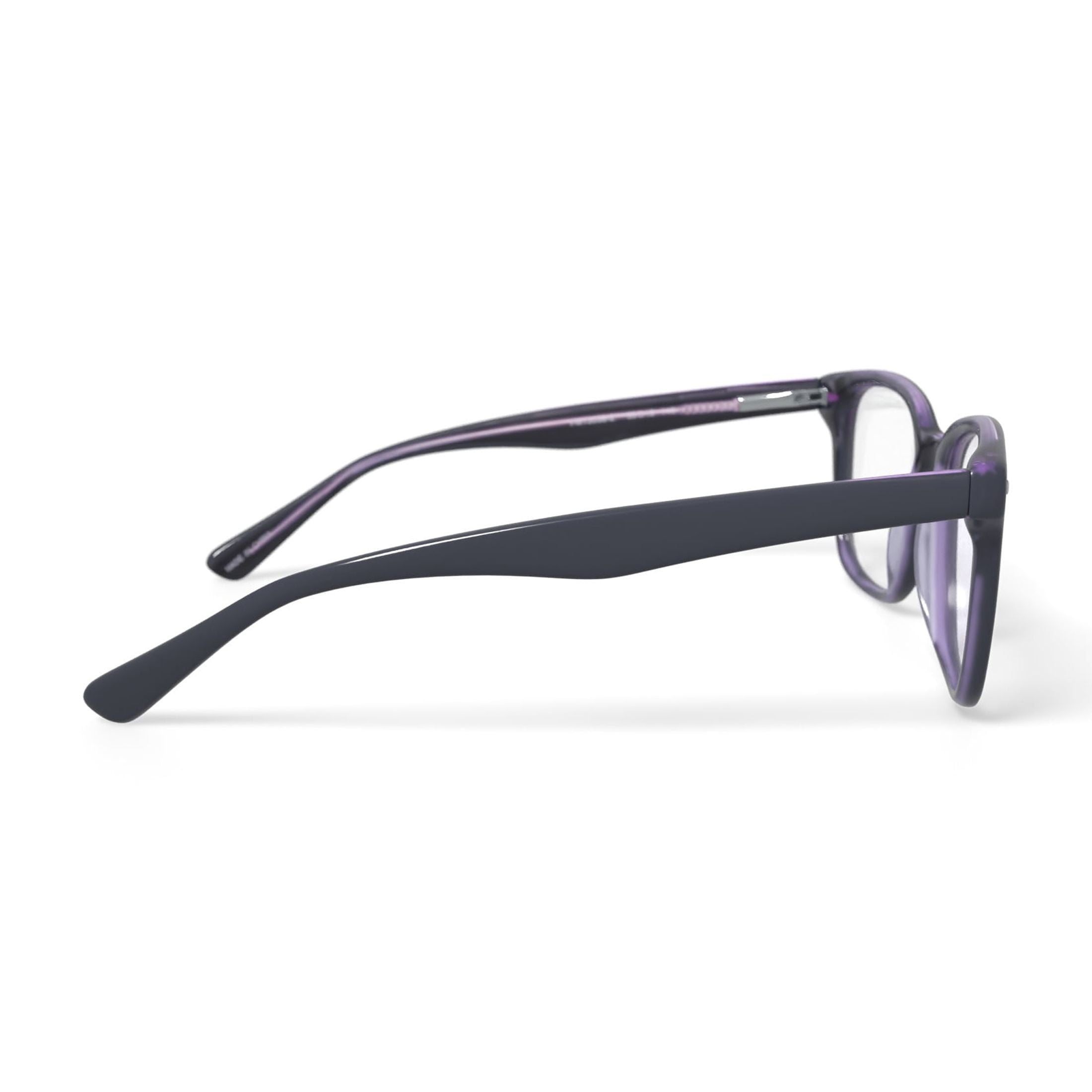 Womens FM13038 Square Prescription Eyeglasses with Case, Black/Purple
