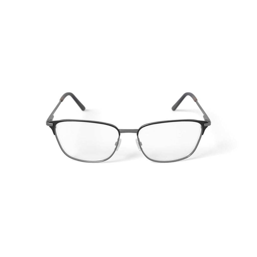 Men's MOP44 Square Prescription Eyeglasses with Case, Black/Silver