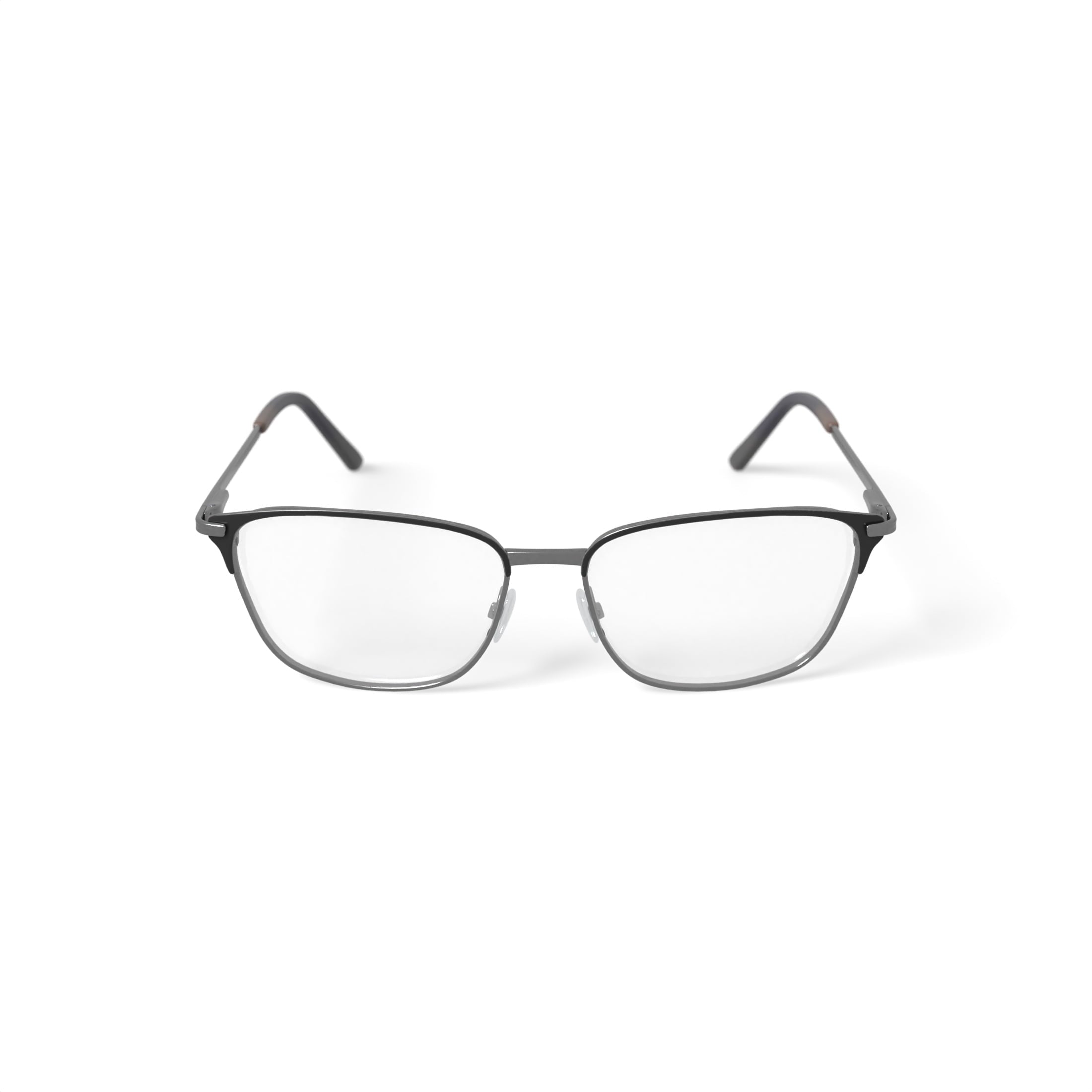Men's MOP44 Square Prescription Eyeglasses with Case, Black/Silver