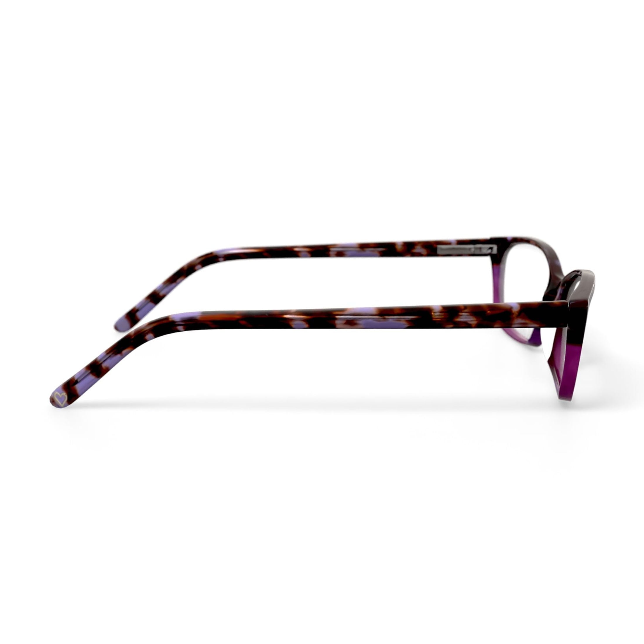 Women's HC07 Rectangular Prescription Eyeglasses with Case, Purple Tortoise