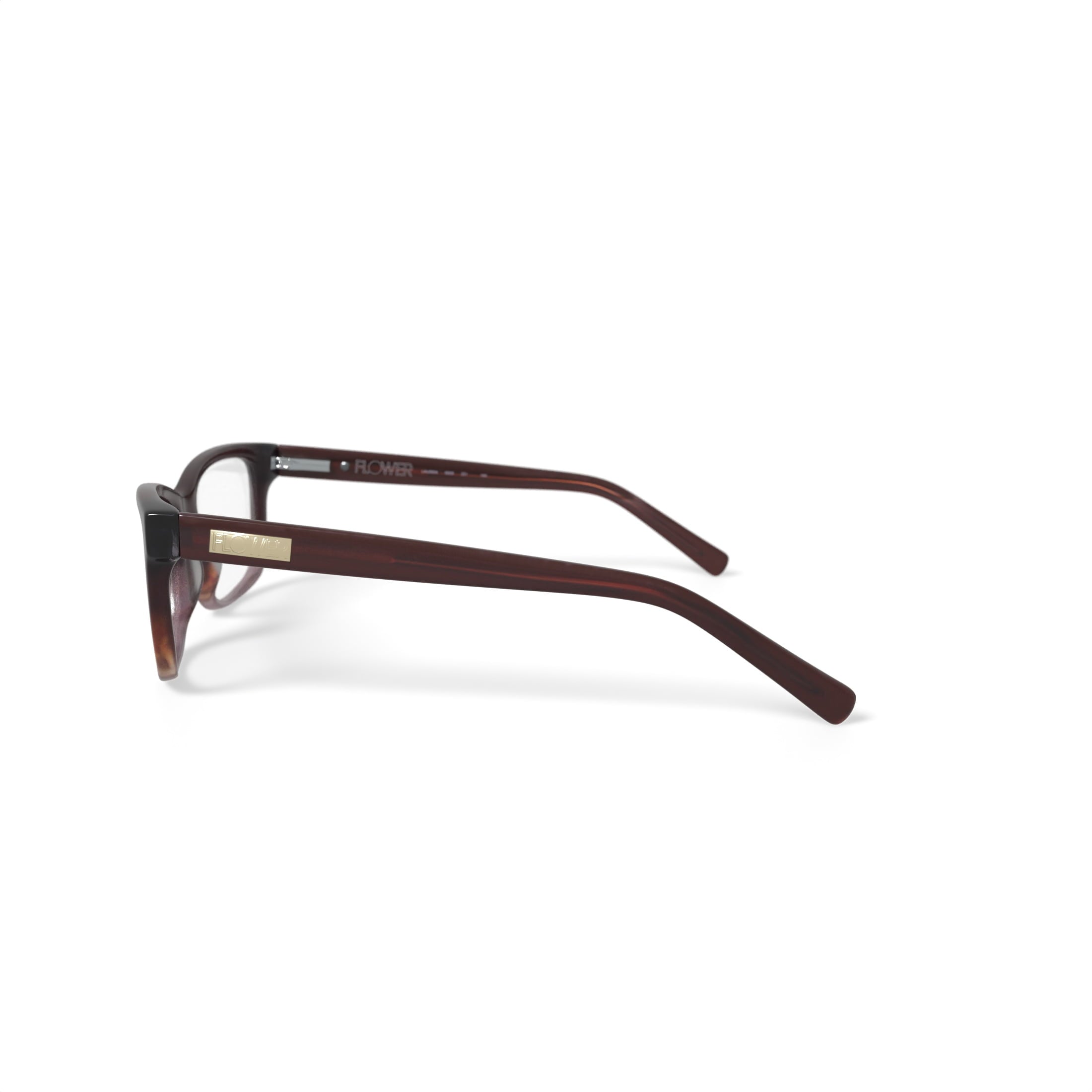 Flower Women's Square Eyeglasses, FLR6005, Lauren, Brown, 52-16-135, with Case