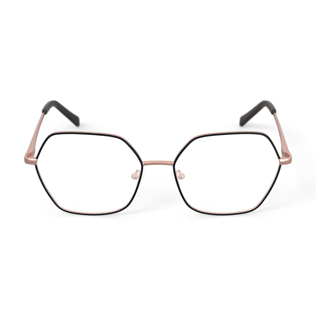 Keo Womens Koda Oversized Prescription Eyeglasses with Case, Rose Gold/Black