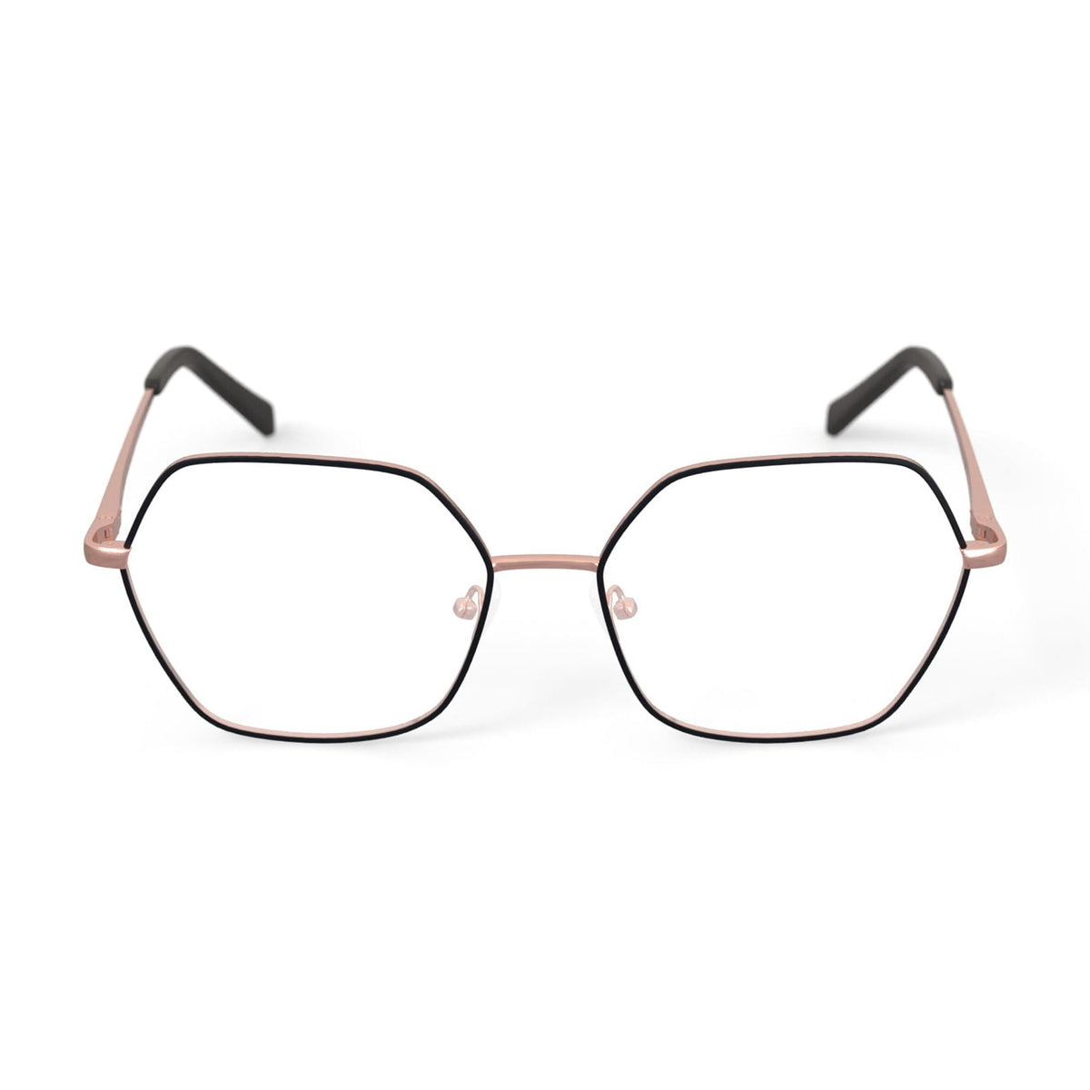 Keo Womens Koda Oversized Prescription Eyeglasses with Case, Rose Gold/Black