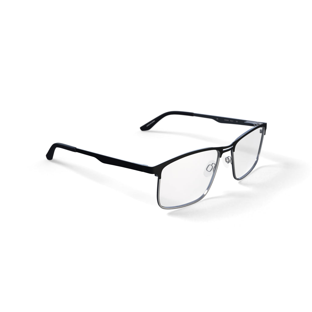 Men's Dwaine Browline Prescription Eyeglasses with Case, Black/Gold