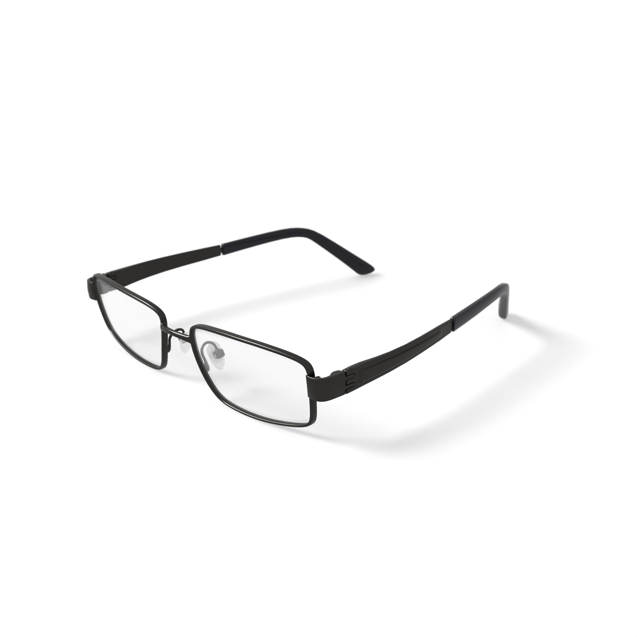 Men's Major Rectangular Prescription Eyeglasses with Case, Dark Gunmetal