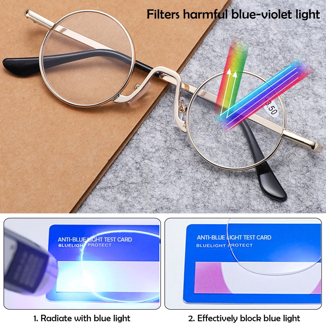 KOOSUFA Small Round l Reading Glasses 3.00 Blue Light Blocking Women Men Retro Eyeglasses Readers Eyewear 3 Colors Set