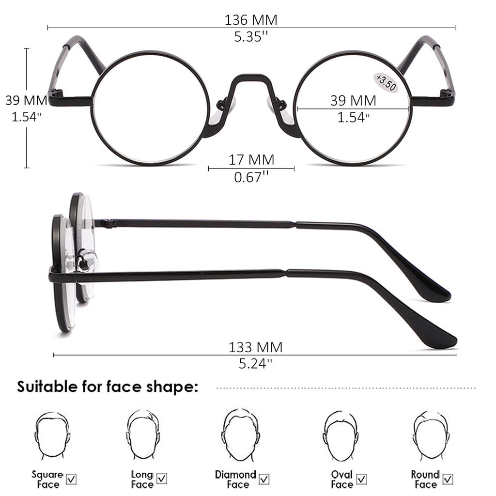 KOOSUFA Small Round l Reading Glasses 3.00 Blue Light Blocking Women Men Retro Eyeglasses Readers Eyewear 3 Colors Set