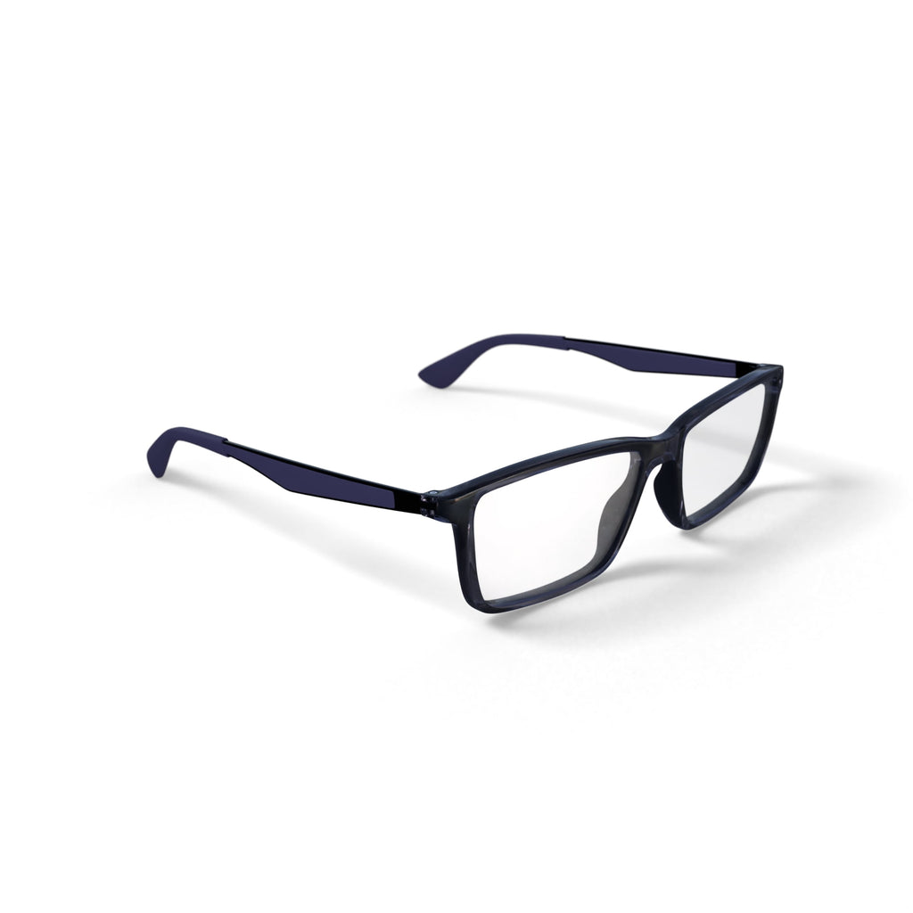  Unisex Size 55 Rectangular Prescription Eyeglasses with Case, Transparent Grey/Demo Lens