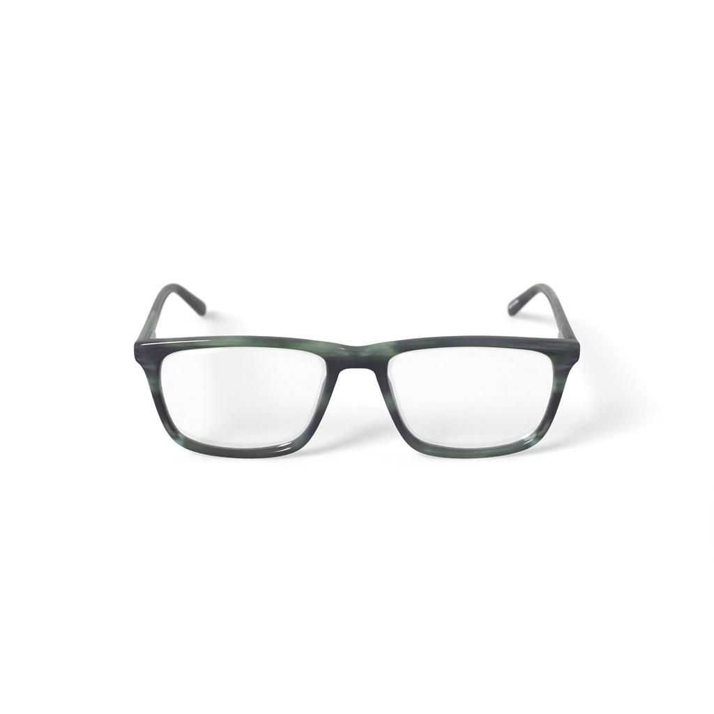 Men's MC005 Nate Square Prescription Eyeglasses with Case, Green Tortoise