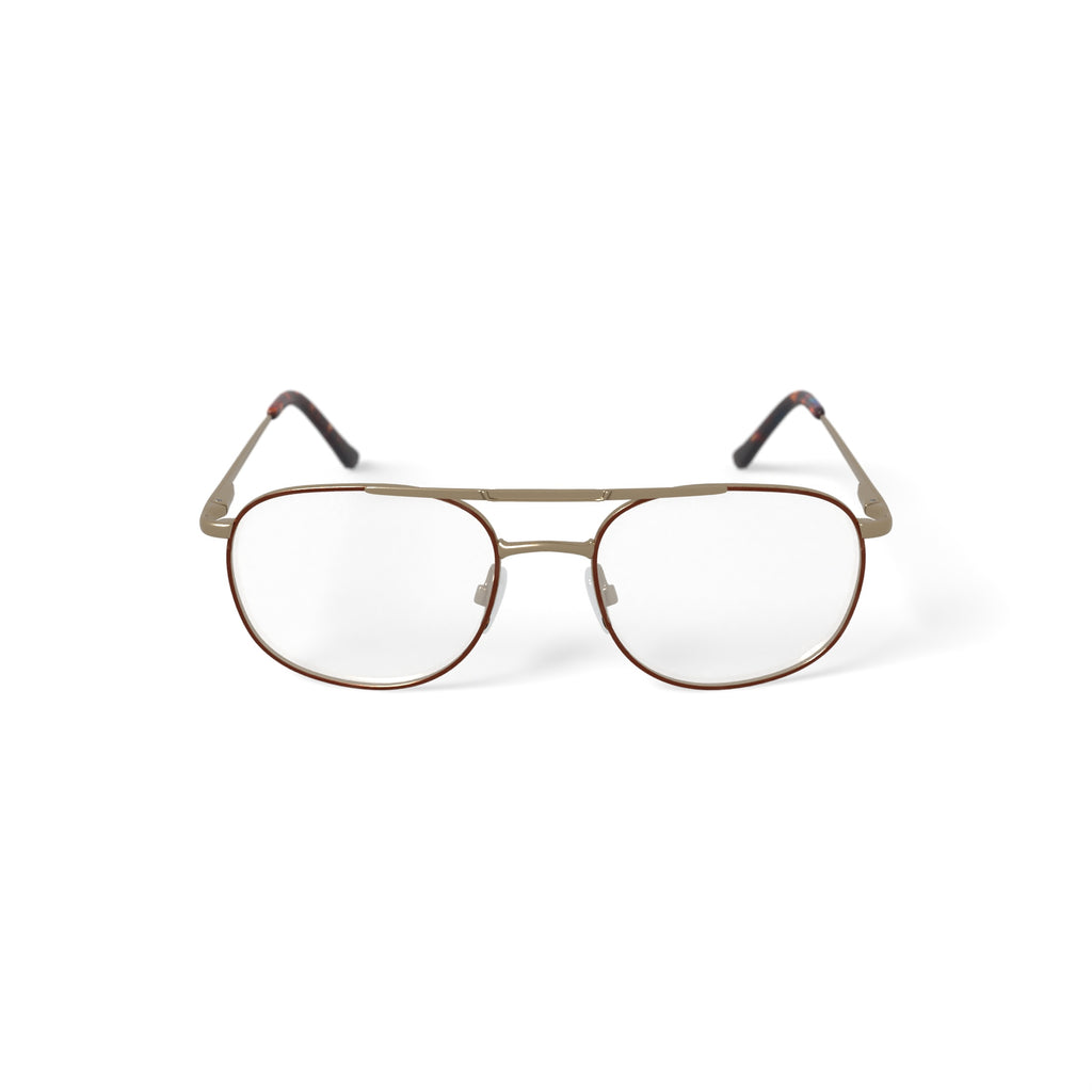 Via Milano Men's Tremont Round Prescription Eyeglasses with Case, Brown/Gold