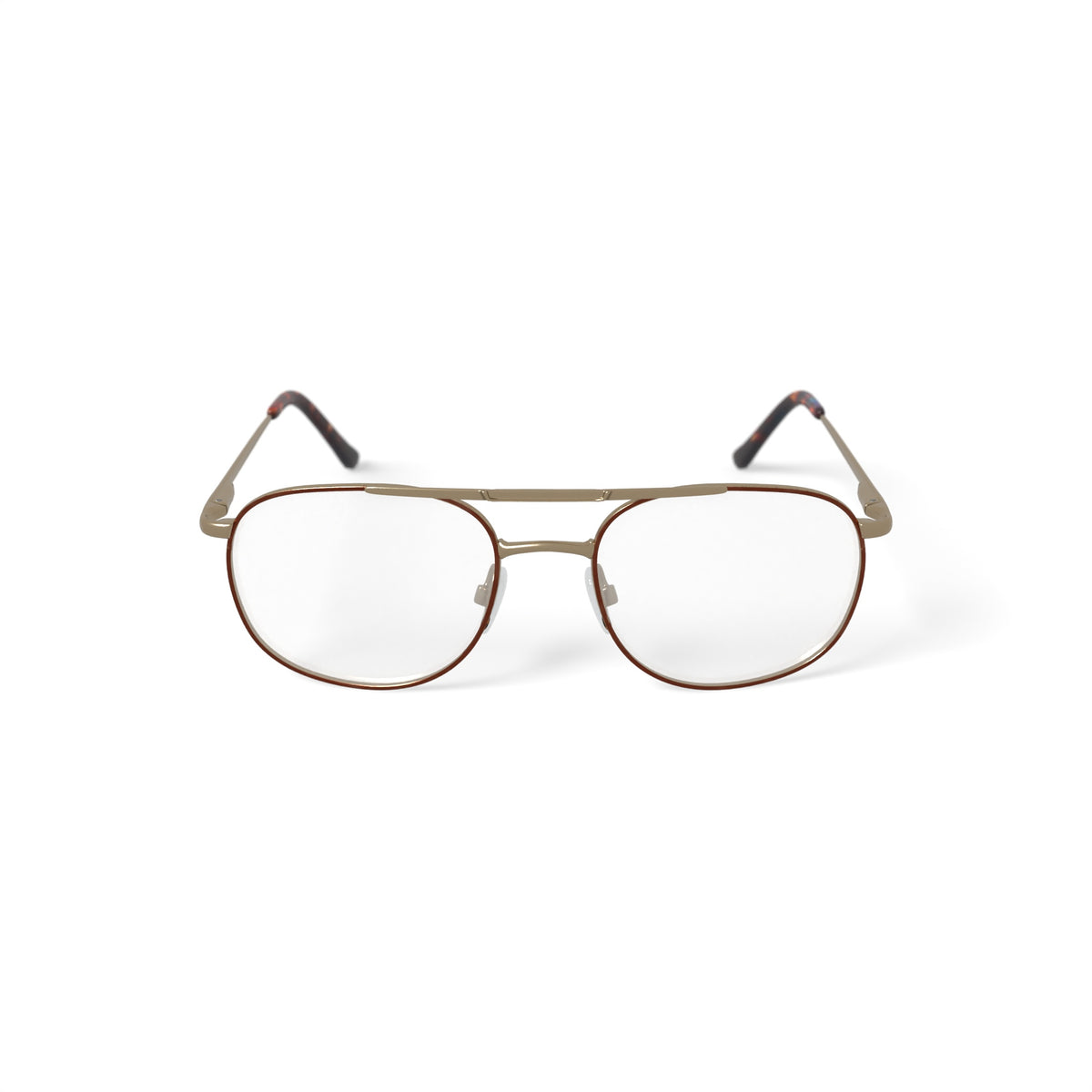 Via Milano Men's Tremont Round Prescription Eyeglasses with Case, Brown/Gold