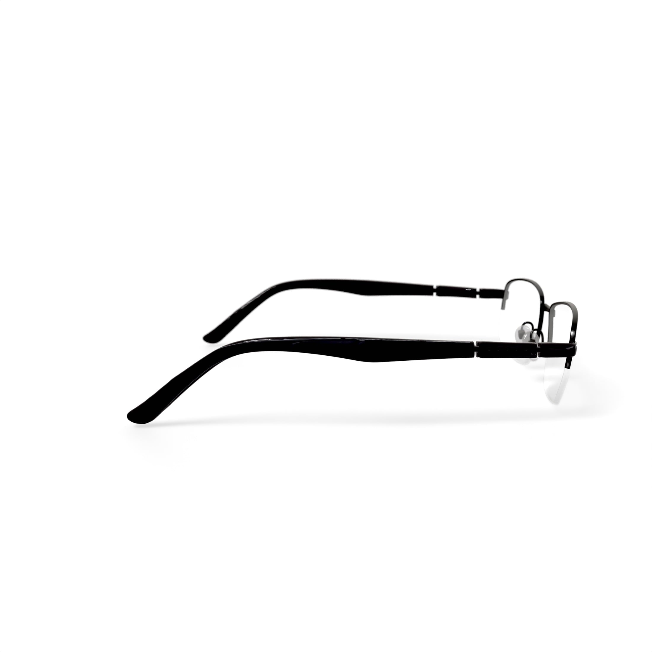 Men's Soldier Rectangular Prescription Eyeglasses with Case, Black