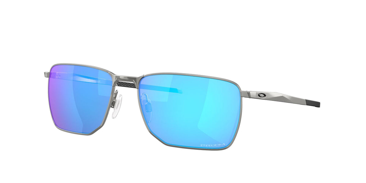 Oakley Men's Size 58 Rectangular Ejector Sunglasses, Satin Chrome/Prizm Sapphire