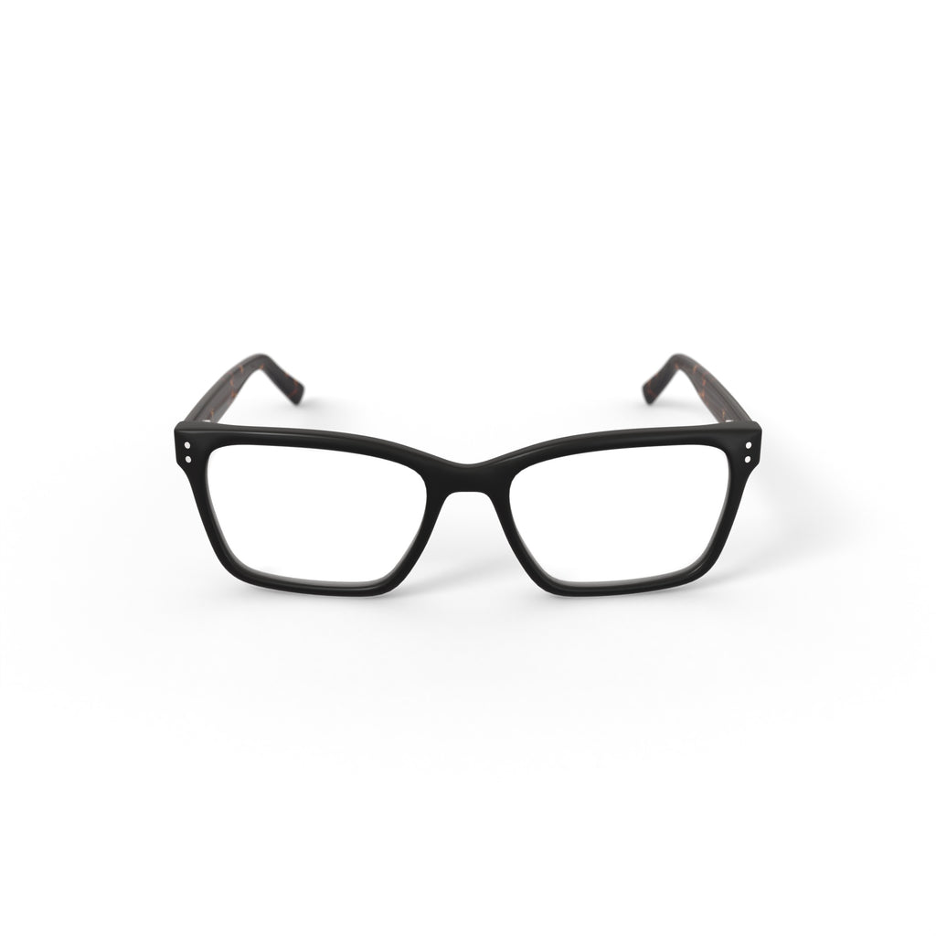 Men's MV014 Curtis Square Prescription Eyeglasses with Case, Shiny Black