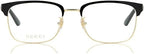 GUCCI GG0934OA 001 Black Gold Green Rectangle Men's 54 mm Eyeglasses New