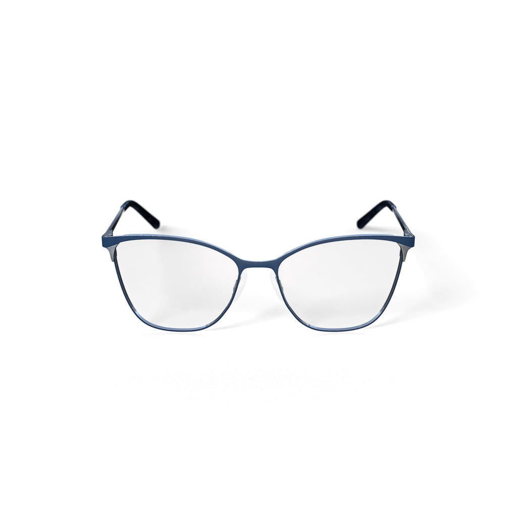 Women's Chloe Square Prescription Eyeglasses with Case, Blue/Silver