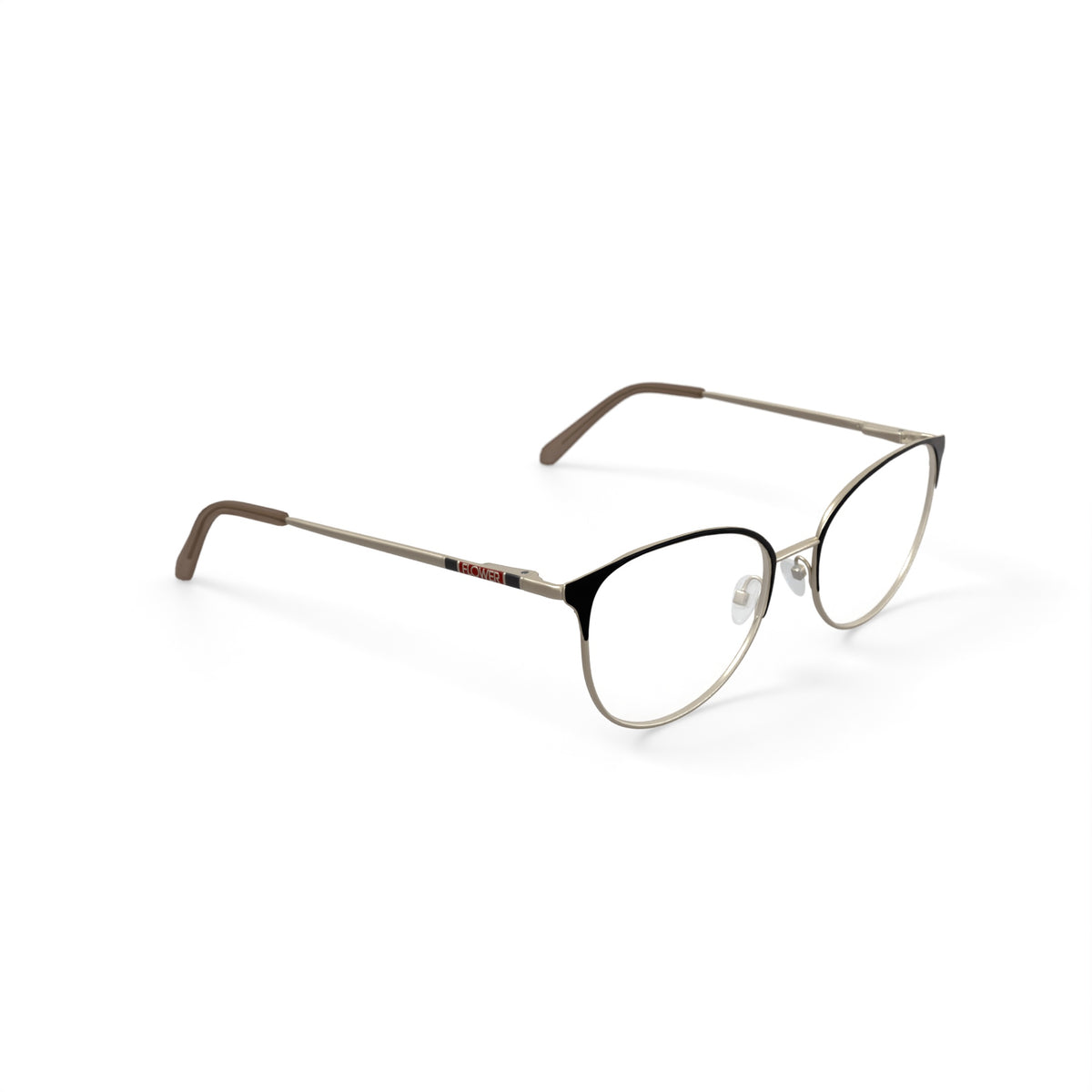 Flower Women's FLR6050 Prescription Eyeglasses with Case, Black/Gold