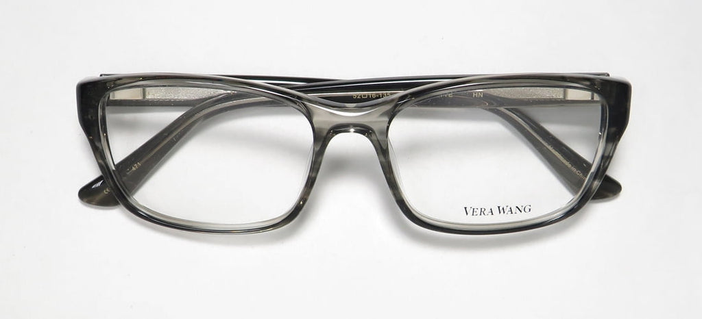NEW VERA WANG LUXE JACQUETTE WOMENS/LADIES RECTANGULAR FULL-RIM HORN FRAME DEMO LENSES 52-16-135 SPRING HINGES EYEGLASSES/EYEWEAR