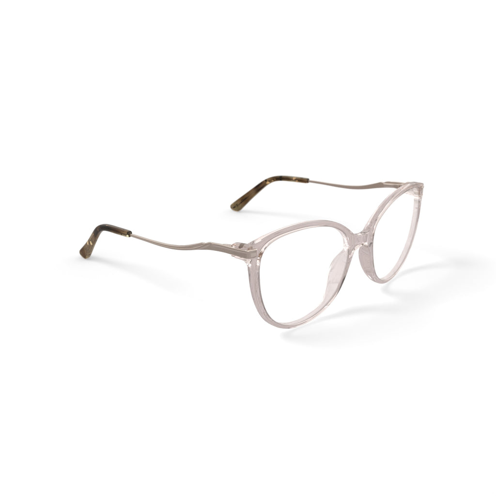 Womens H05Z Round Prescription Eyeglasses with Case, Champagne