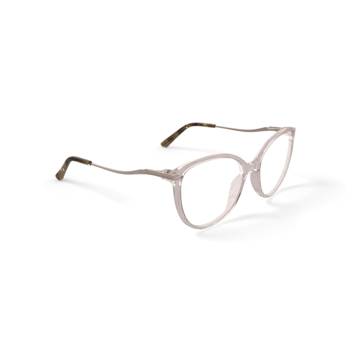 Womens H05Z Round Prescription Eyeglasses with Case, Champagne