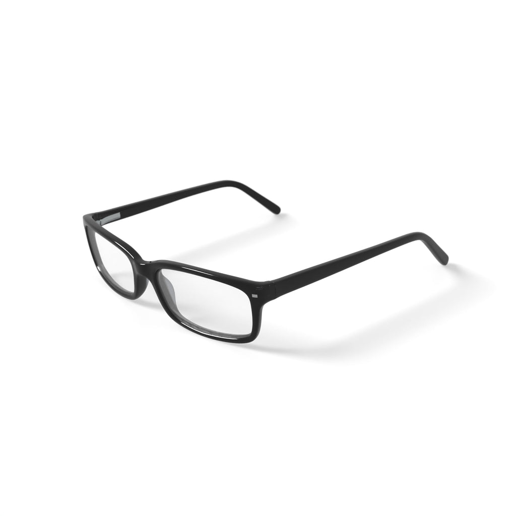 Men's W124 Rectangular Prescription Eyeglasses with Case, Black