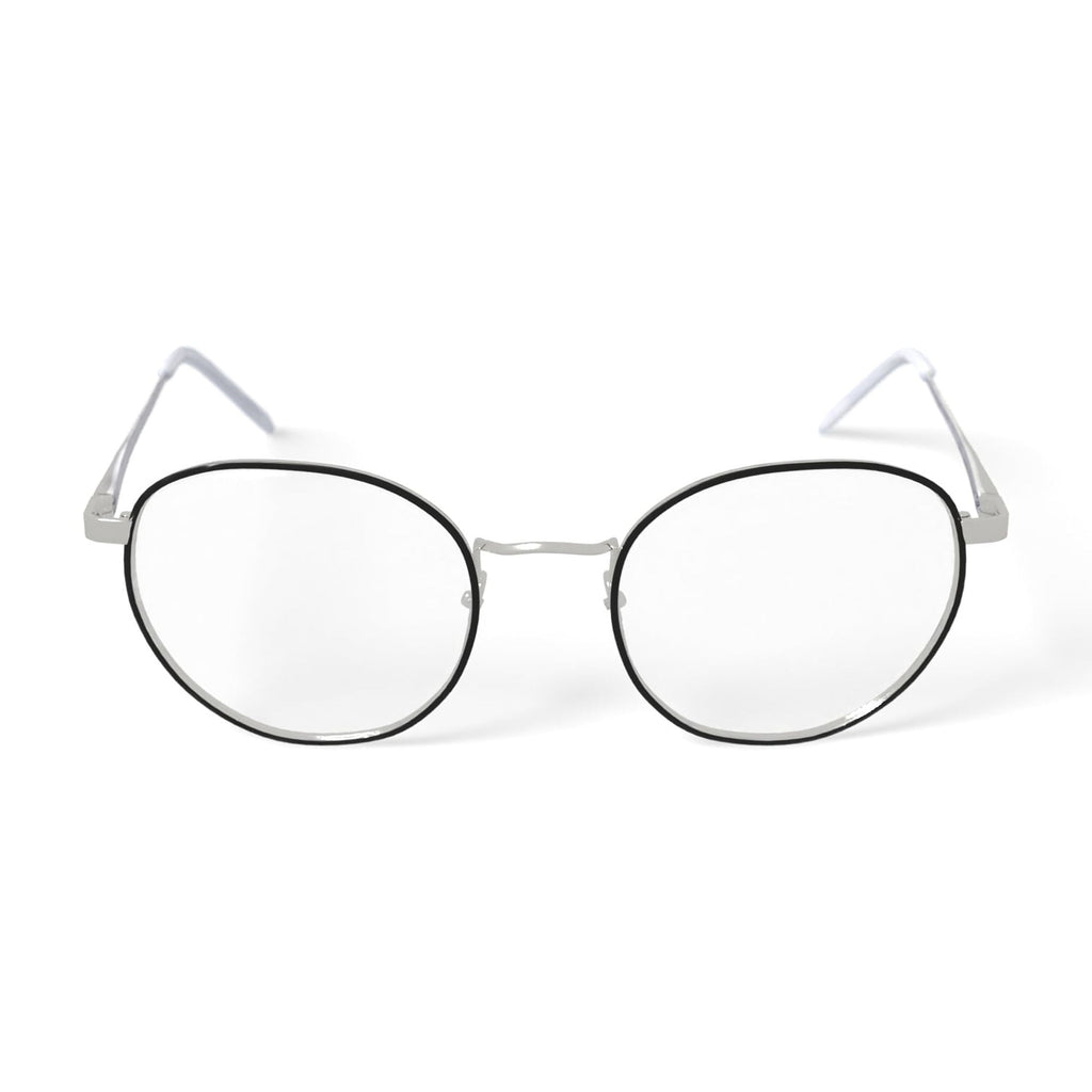 Men's BE140 Palm Round Prescription Eyeglasses with Case, Black Silver