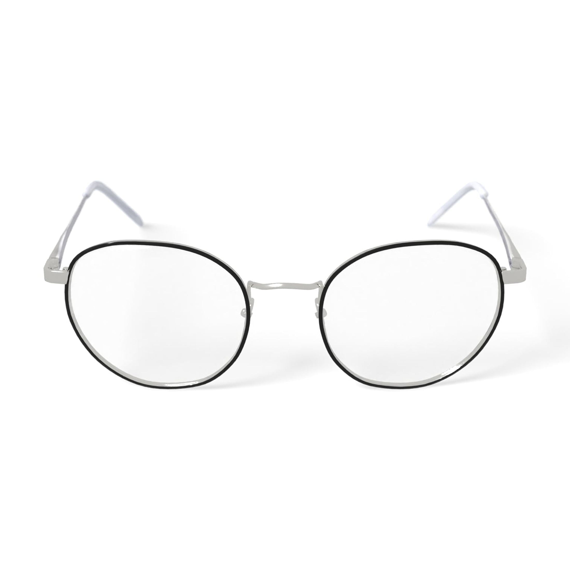 Men's BE140 Palm Round Prescription Eyeglasses with Case, Black Silver