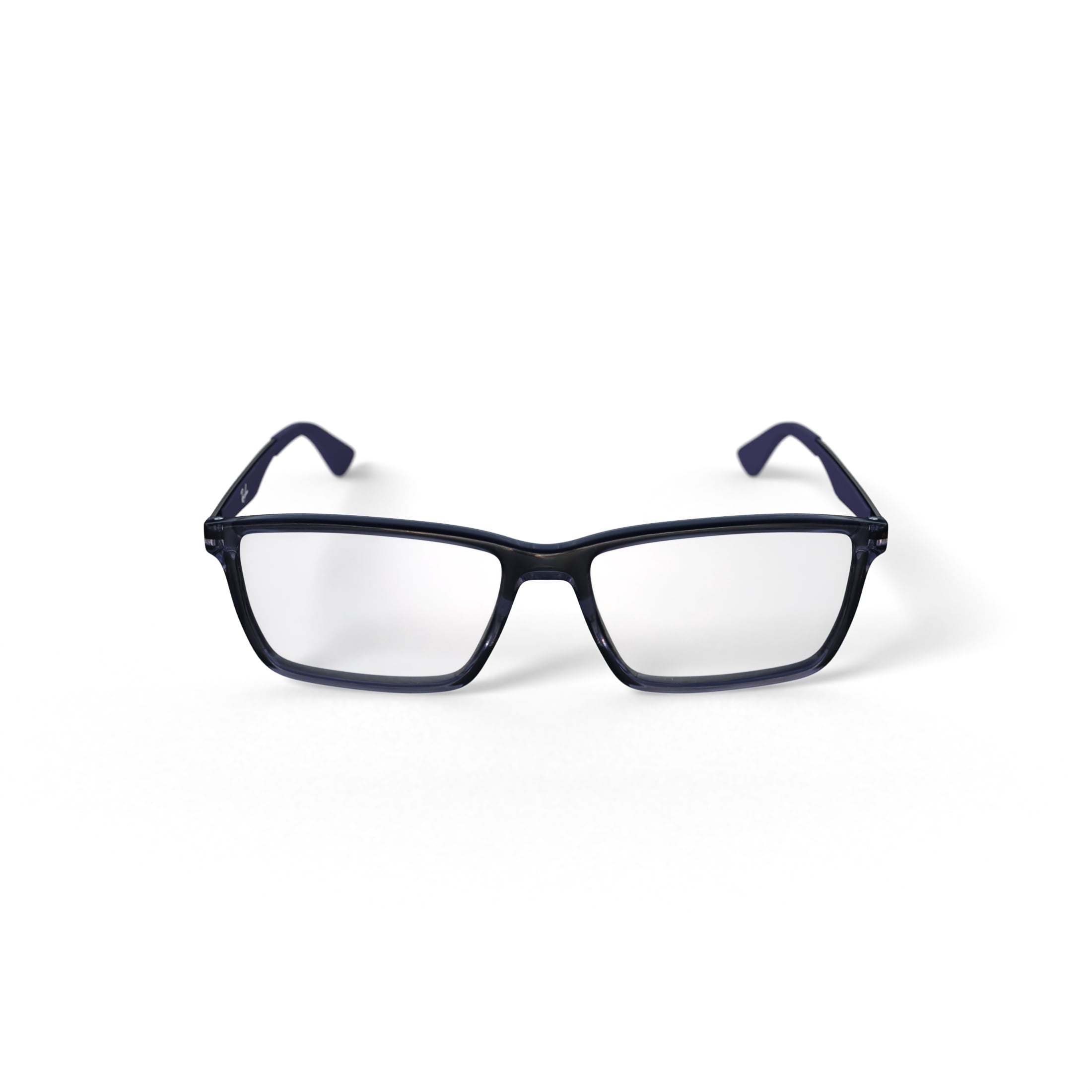  Unisex Size 55 Rectangular Prescription Eyeglasses with Case, Transparent Grey/Demo Lens