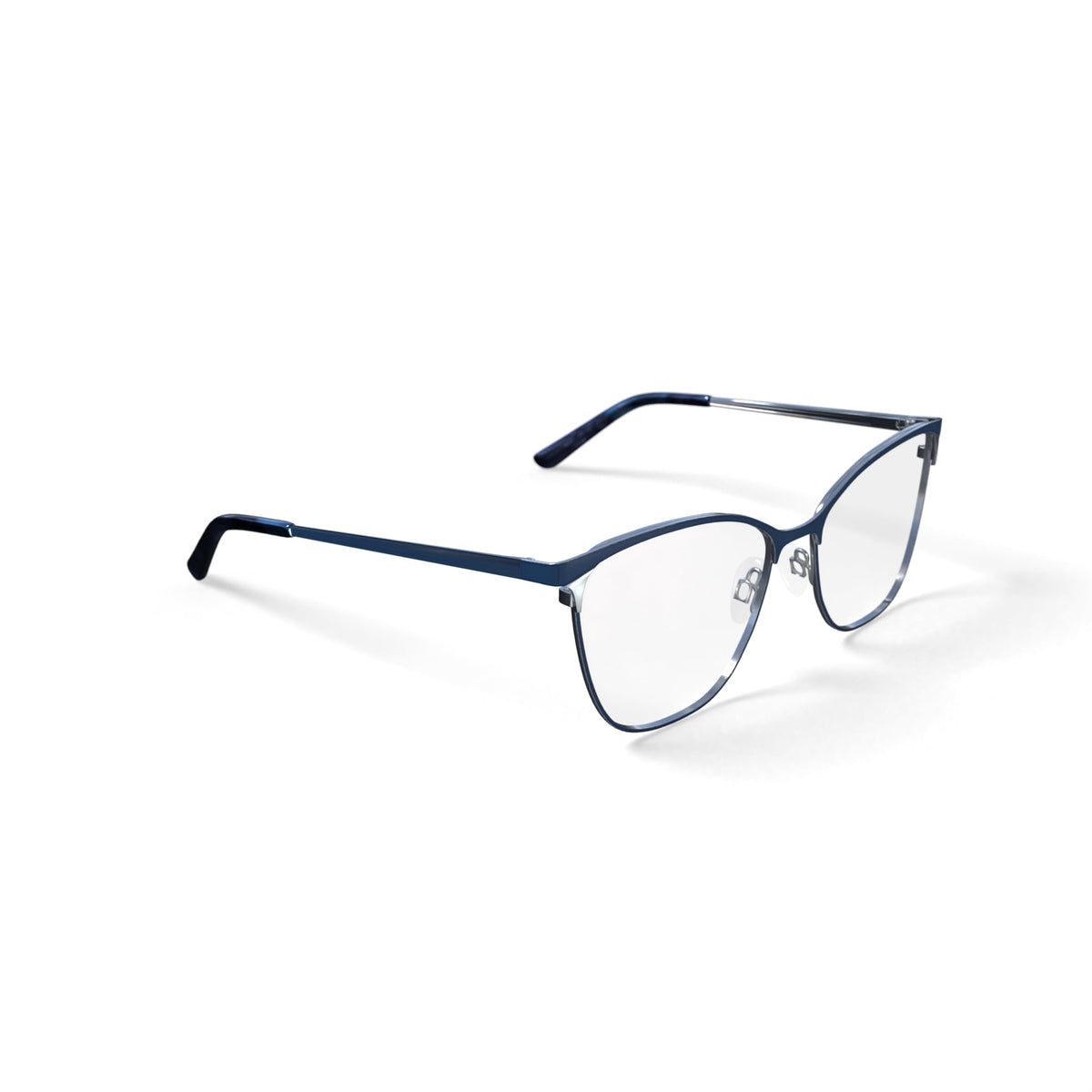 Women's Chloe Square Prescription Eyeglasses with Case, Blue/Silver