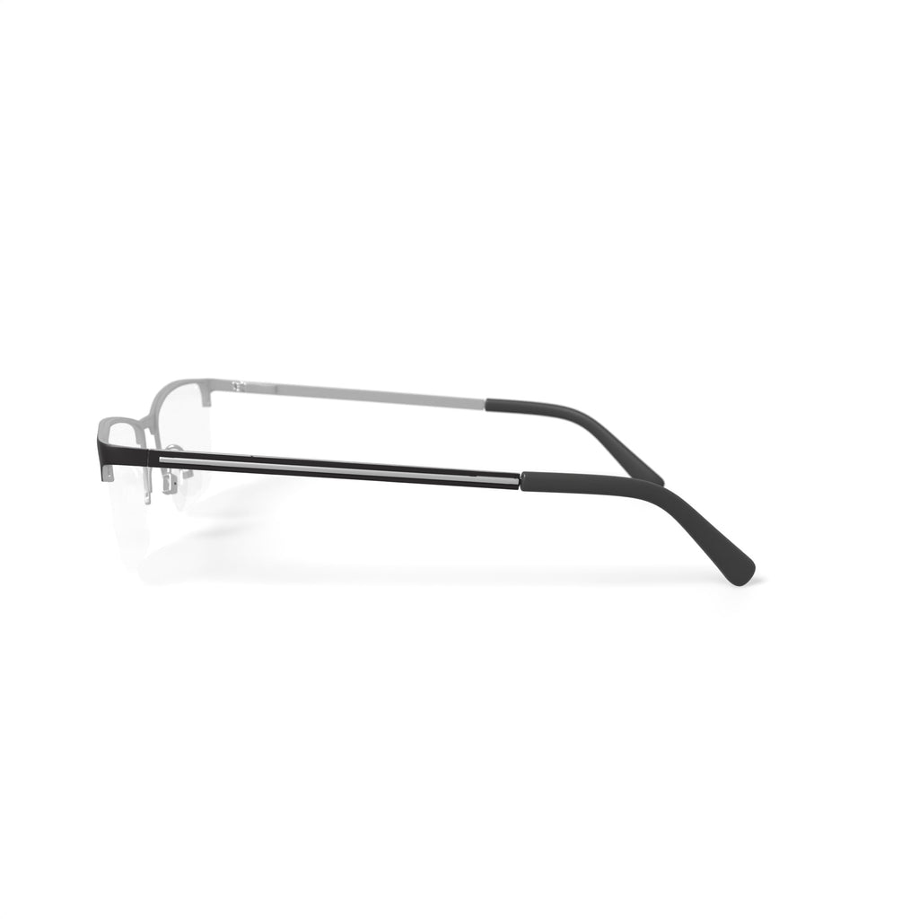 Men's MV012 Robb Rectangular Prescription Eyeglasses with Case, Silver