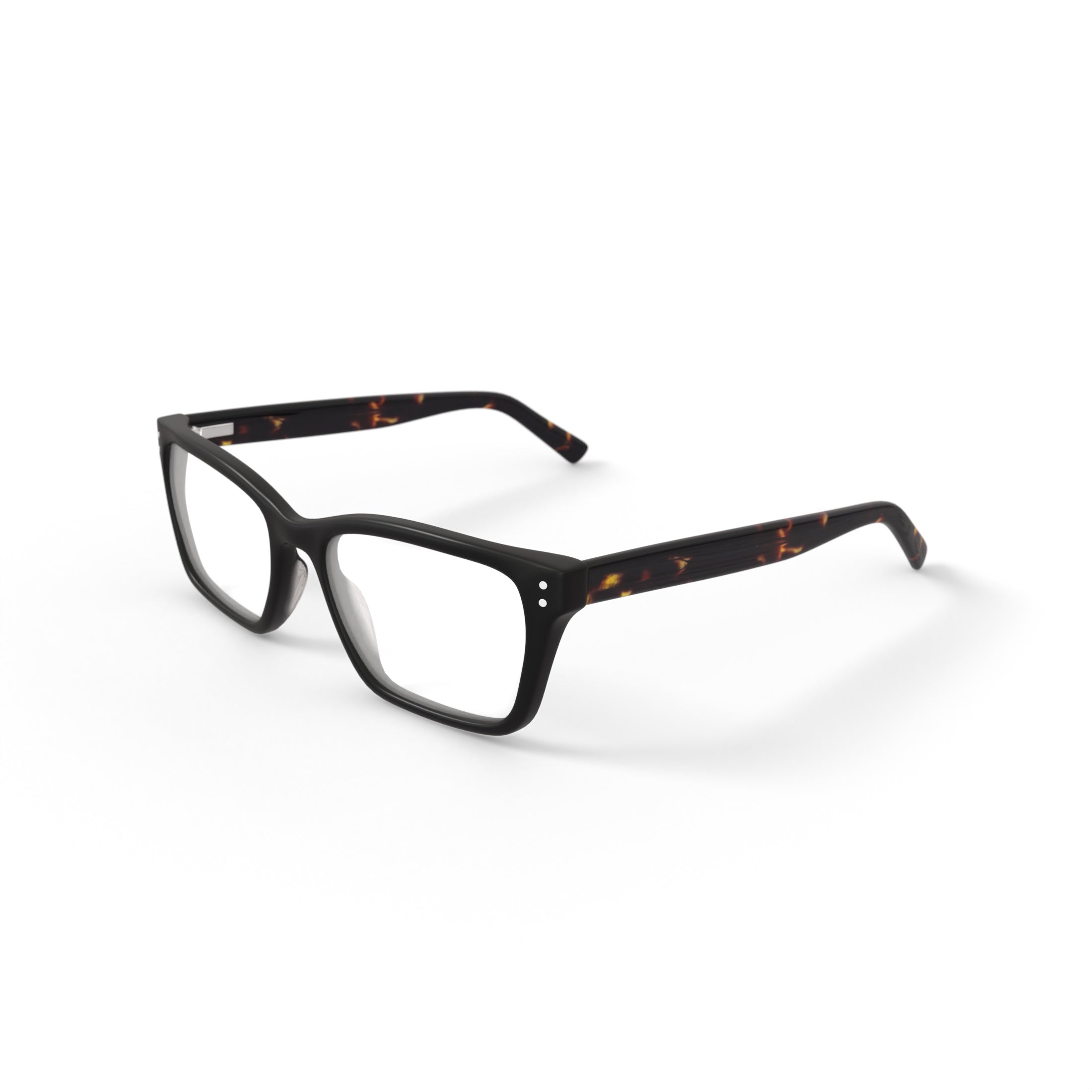Men's MV014 Curtis Square Prescription Eyeglasses with Case, Shiny Black
