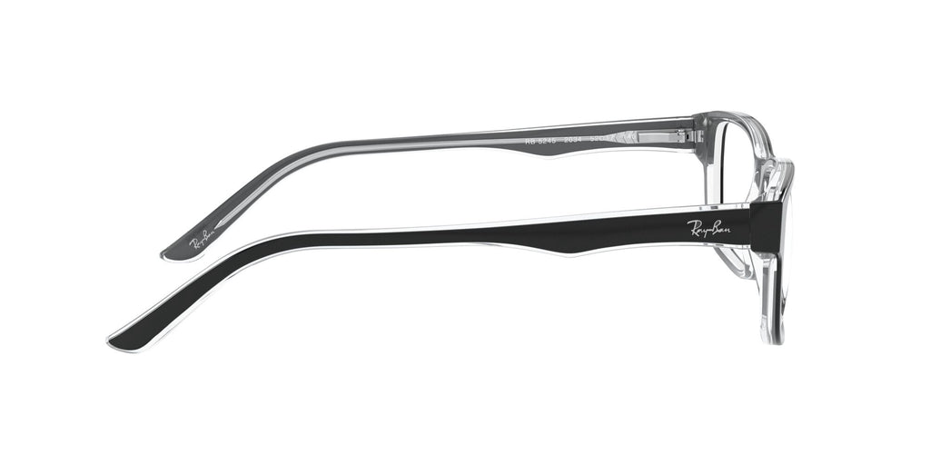  Unisex Size 54 Square RB5245 Optics Prescription Eyeglasses with Case, Black On Transparent
