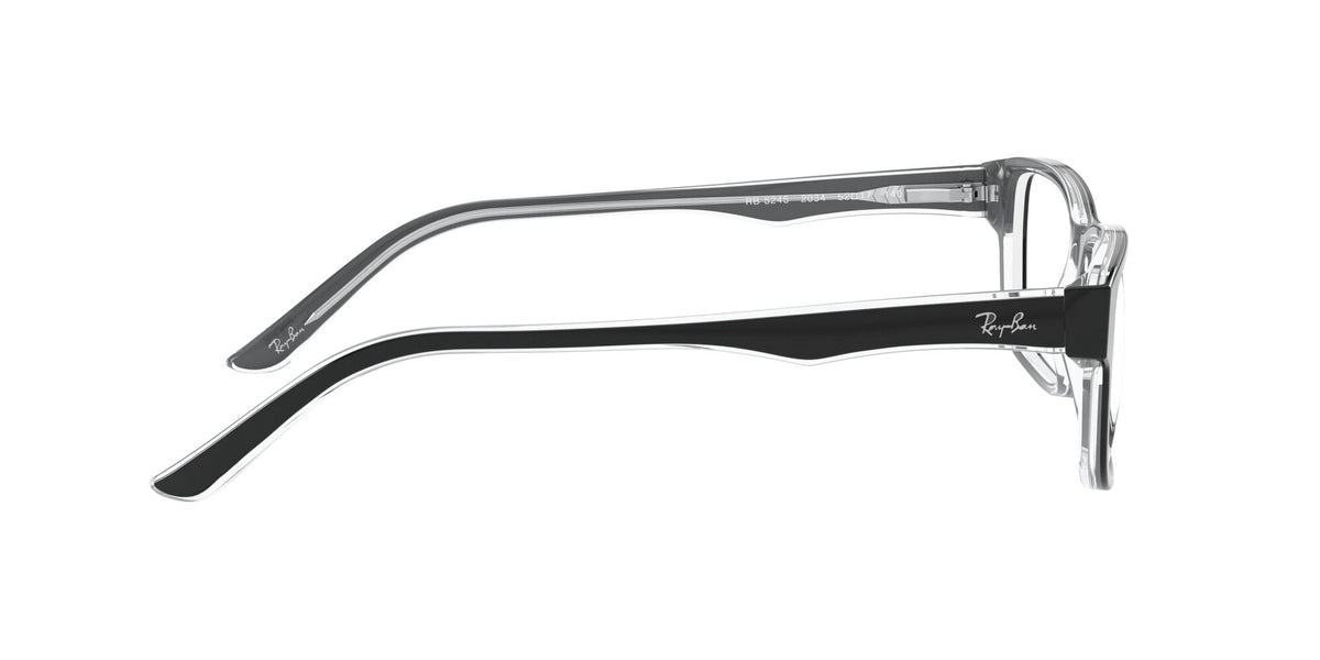  Unisex Size 54 Square RB5245 Optics Prescription Eyeglasses with Case, Black On Transparent