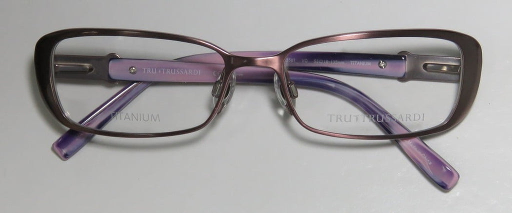 NEW TRUSSARDI 12507 WOMENS/LADIES DESIGNER FULL-RIM TITANIUM MAUVE / VIOLET TITANIUM OPTICAL FRAME DEMO LENSES 53-16-135 FLEXIBLE HINGES EYEGLASSES/EYE GLASSES