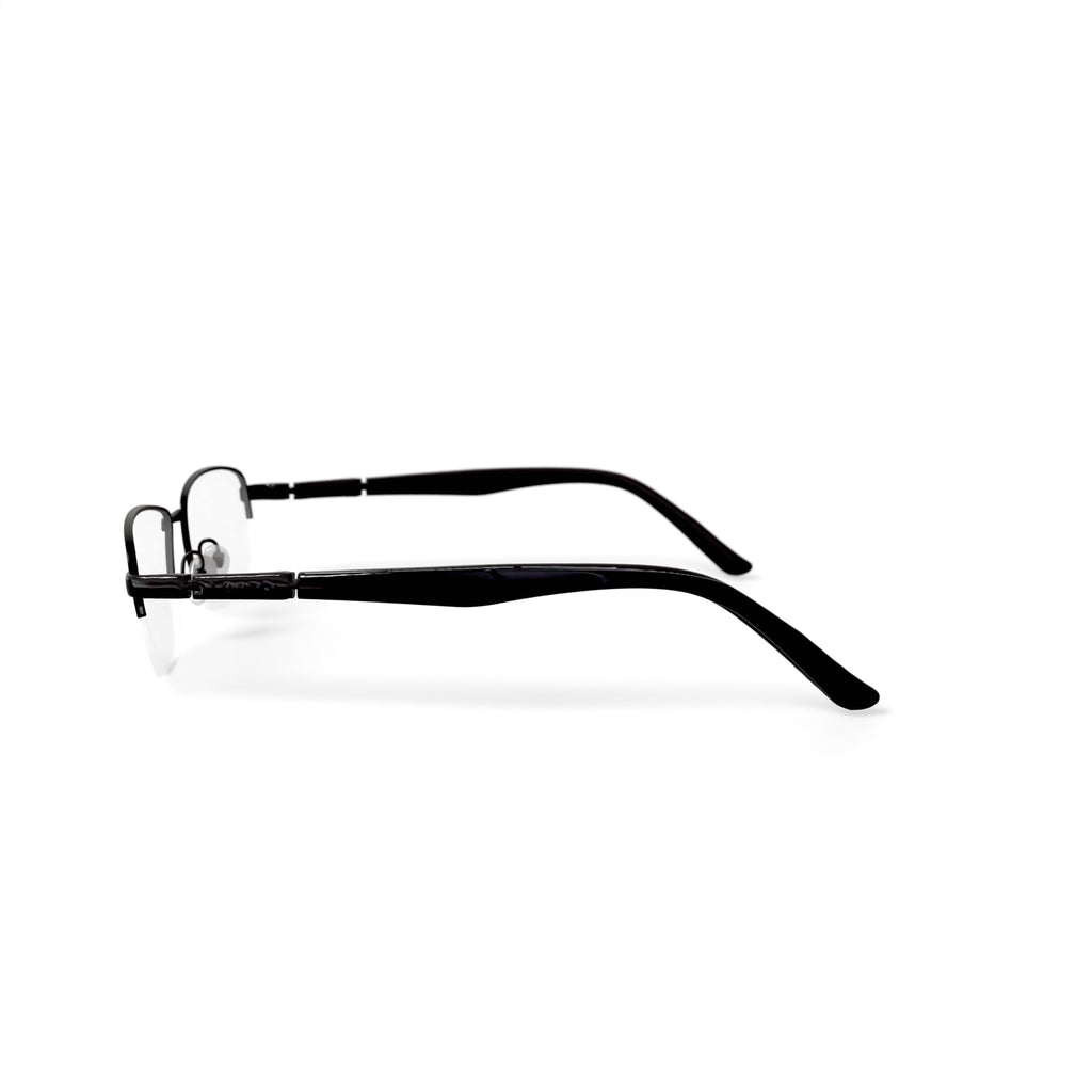 Men's Soldier Rectangular Prescription Eyeglasses with Case, Black