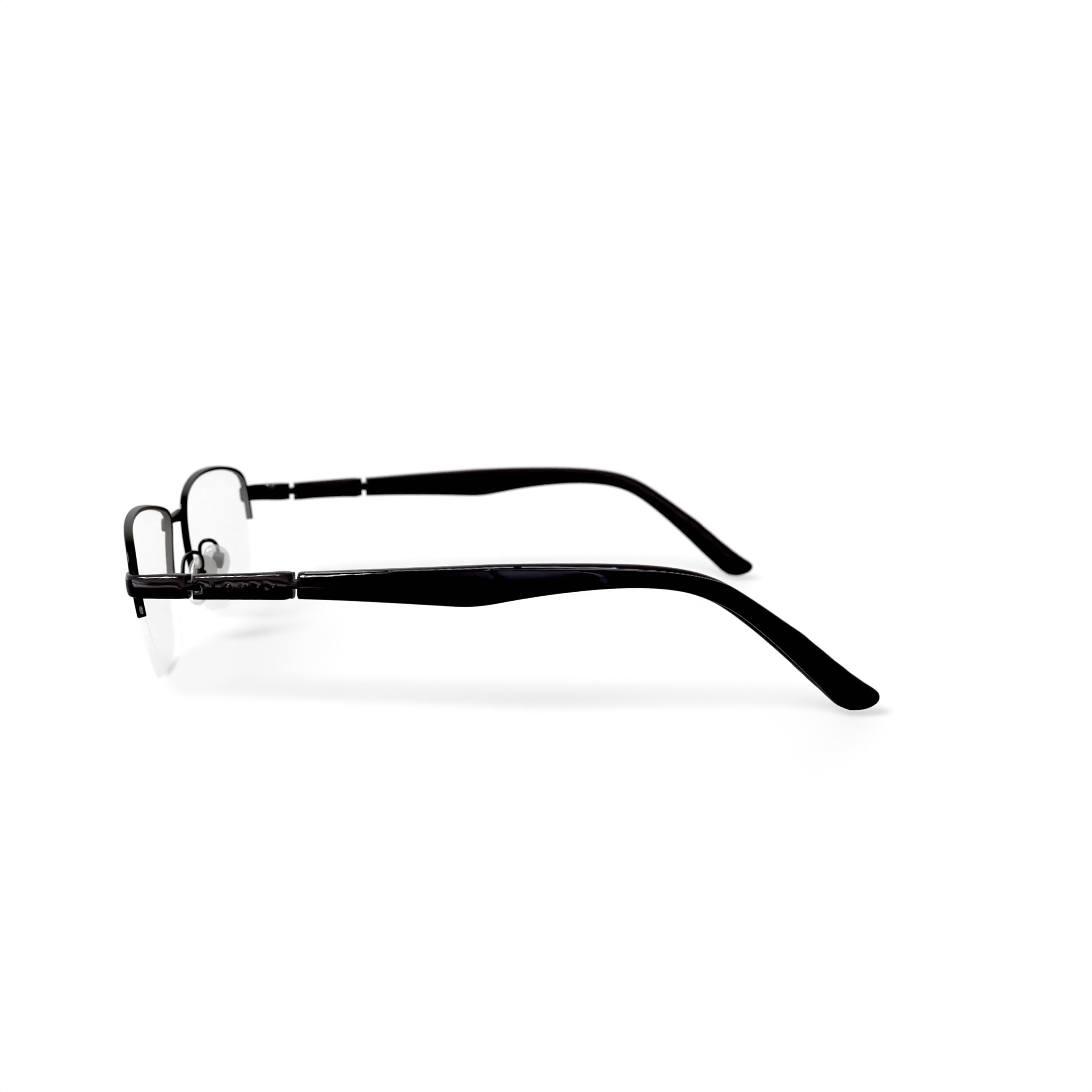 Men's Soldier Rectangular Prescription Eyeglasses with Case, Black