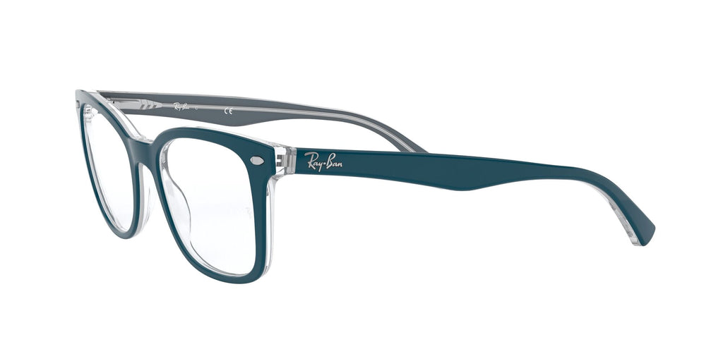  Women's Size 53 Phantos Butterfly RB5285 Optics Prescription Eyeglasses with Case, Turquoise On Transparent/Demo Lens