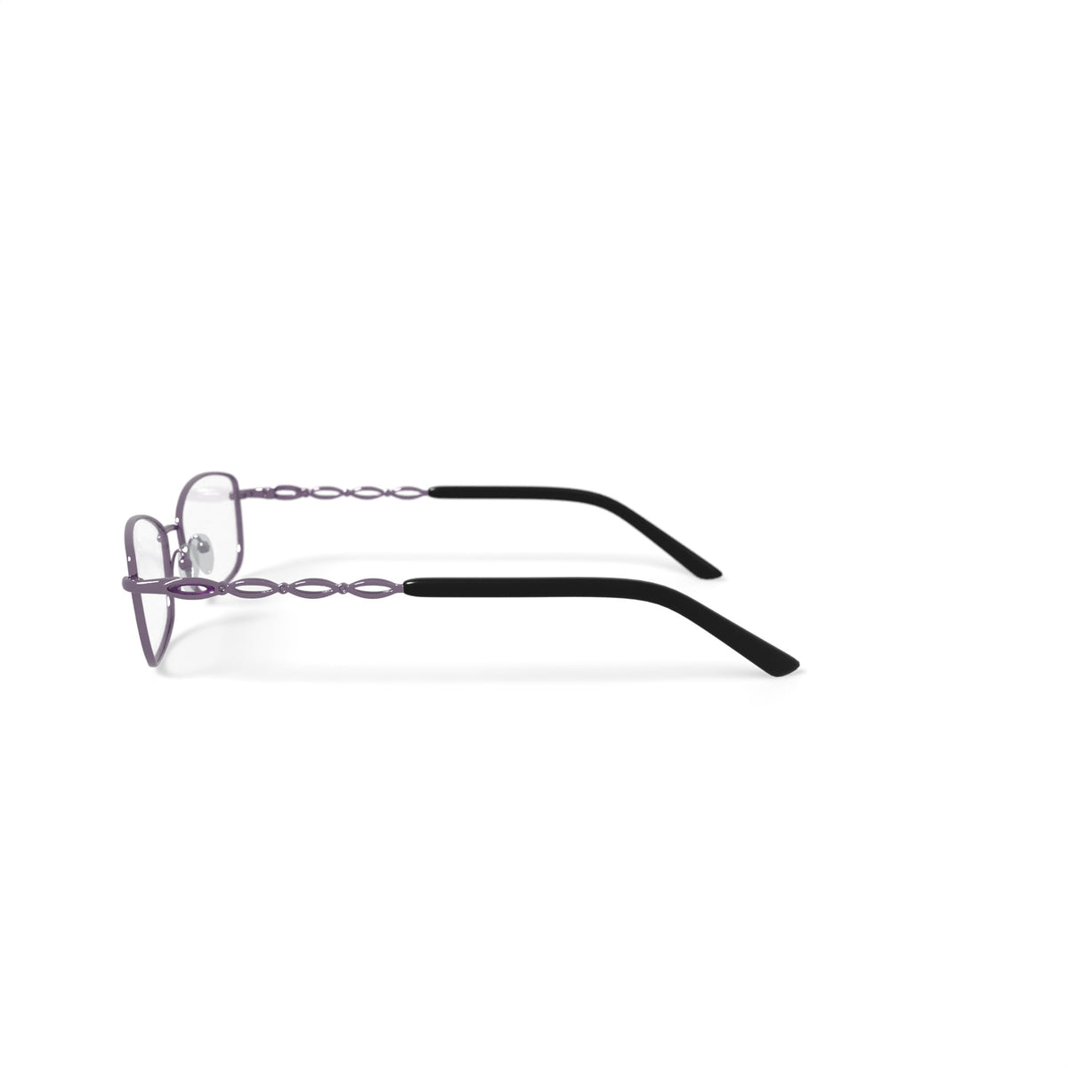 Women's 0413-09 Rectangular Prescription Eyeglasses with Case, Purple
