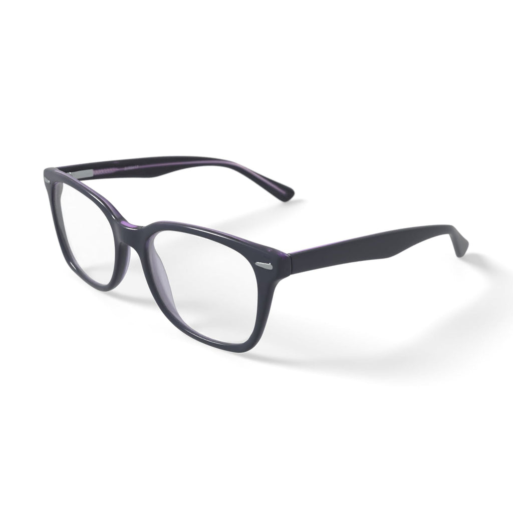 Womens FM13038 Square Prescription Eyeglasses with Case, Black/Purple