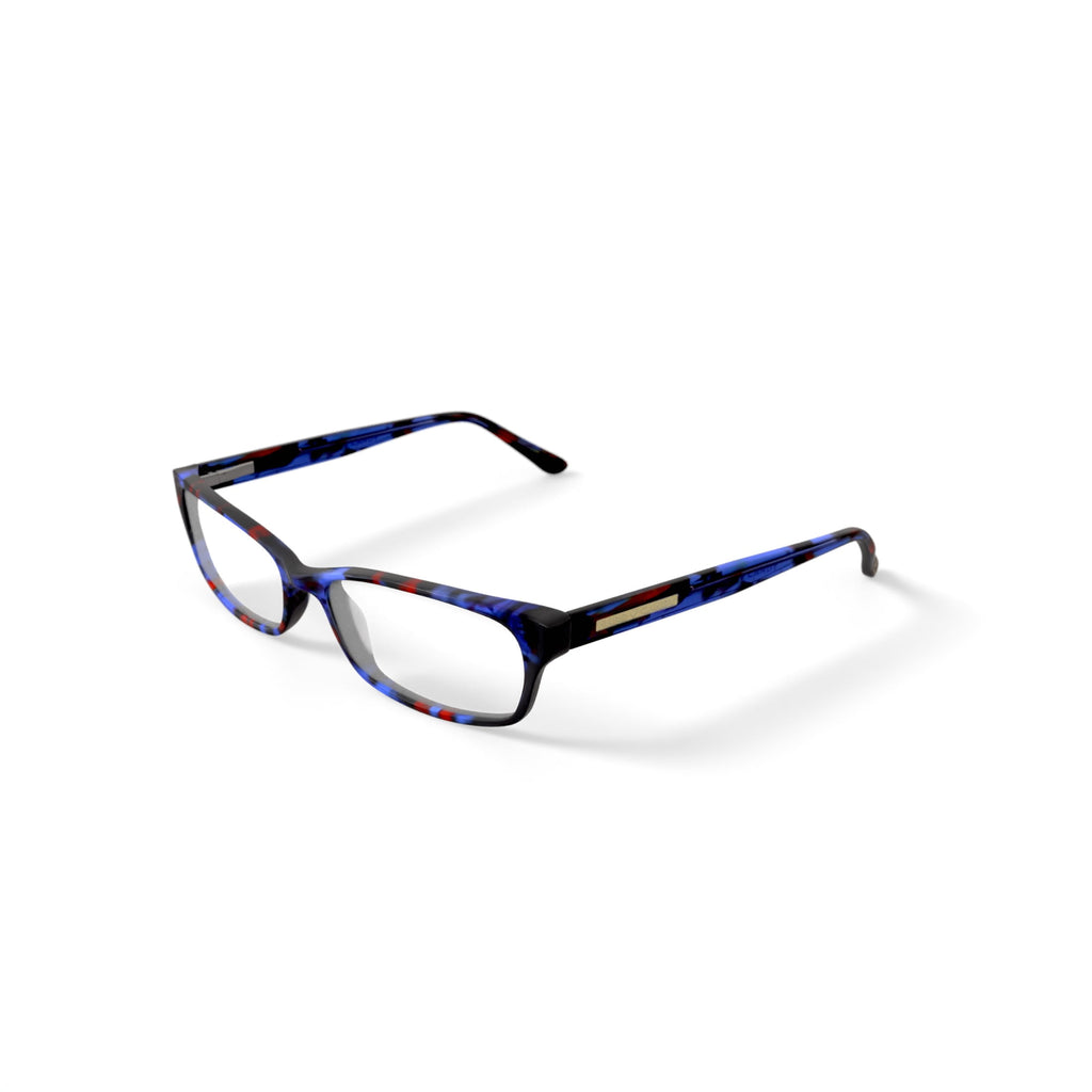 Women's HC13 Rectangular Prescription Eyeglasses with Case, Blue Tortoise