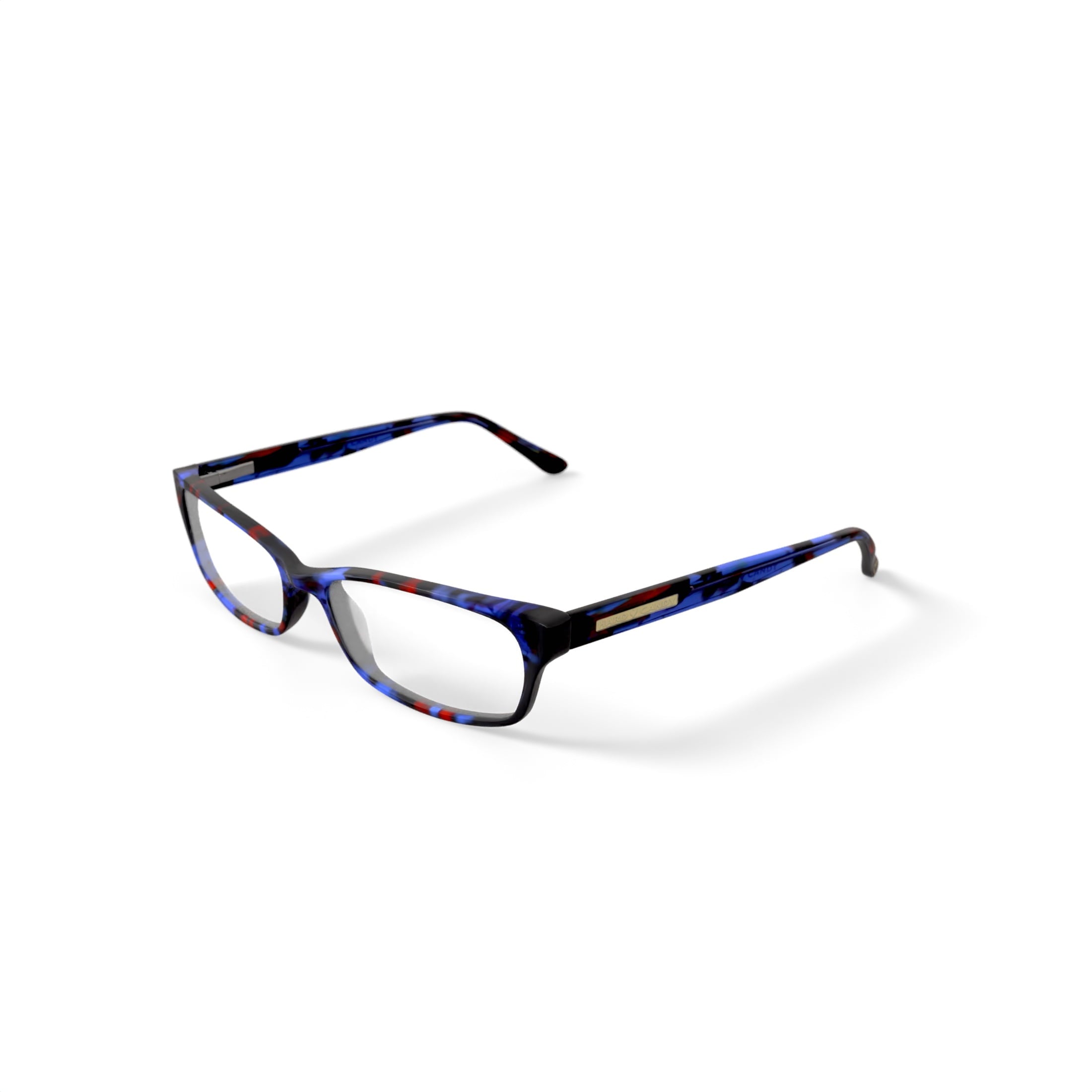 Women's HC13 Rectangular Prescription Eyeglasses with Case, Blue Tortoise