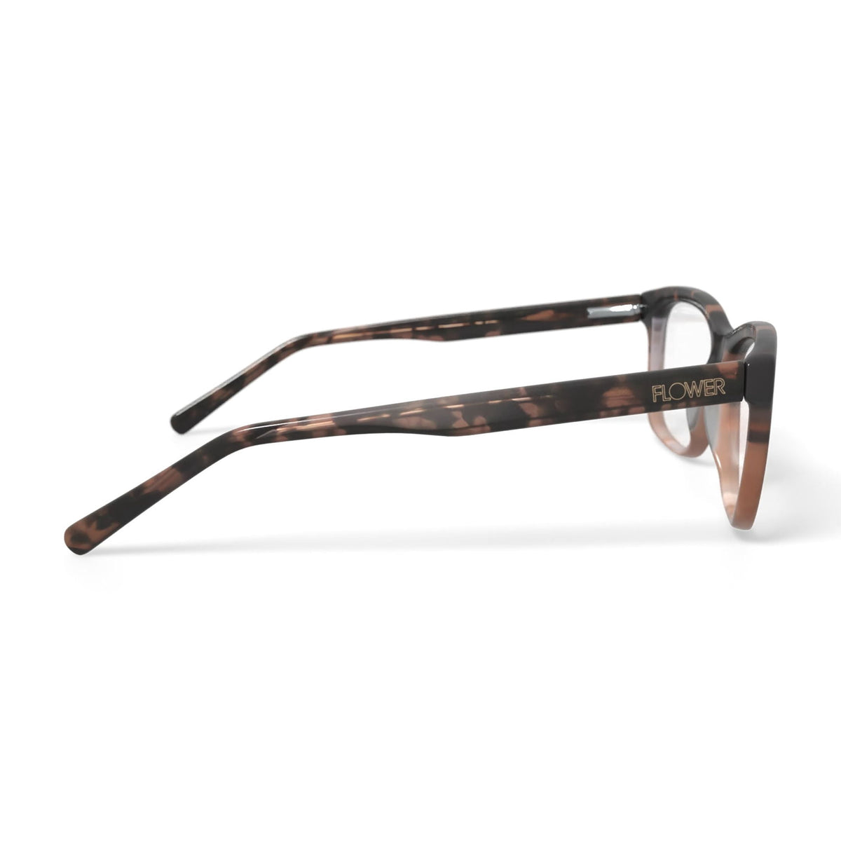 Flower Women's Square Eyeglasses, FLR6010, Lucy, Brown, 52-15-140, with Case