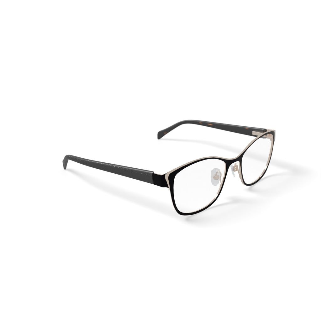 Women's Grace Square Prescription Eyeglasses with Case, Black/Gold