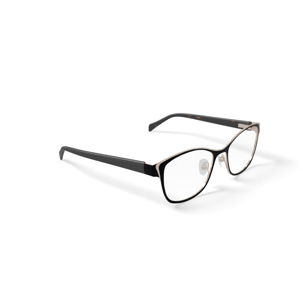 Women's Grace Square Prescription Eyeglasses with Case, Black/Gold