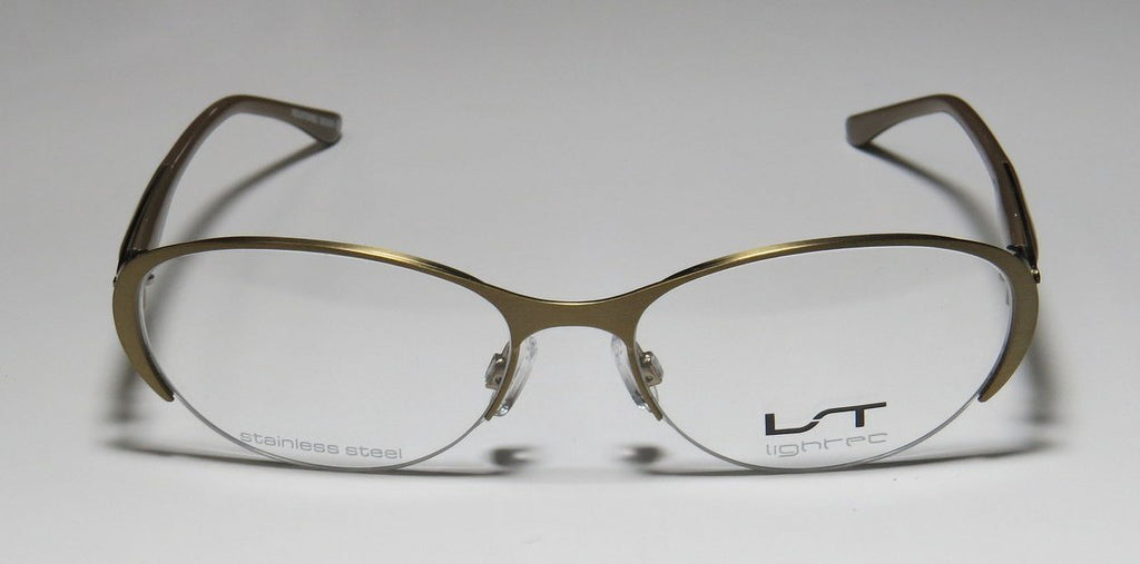 NEW LIGHTEC 7037L WOMENS/LADIES DESIGNER HALF-RIM ANTIQUE GOLD / BROWN FRAME DEMO LENSES 51-16-135 FLEXIBLE HINGES EYEGLASSES/GLASSES