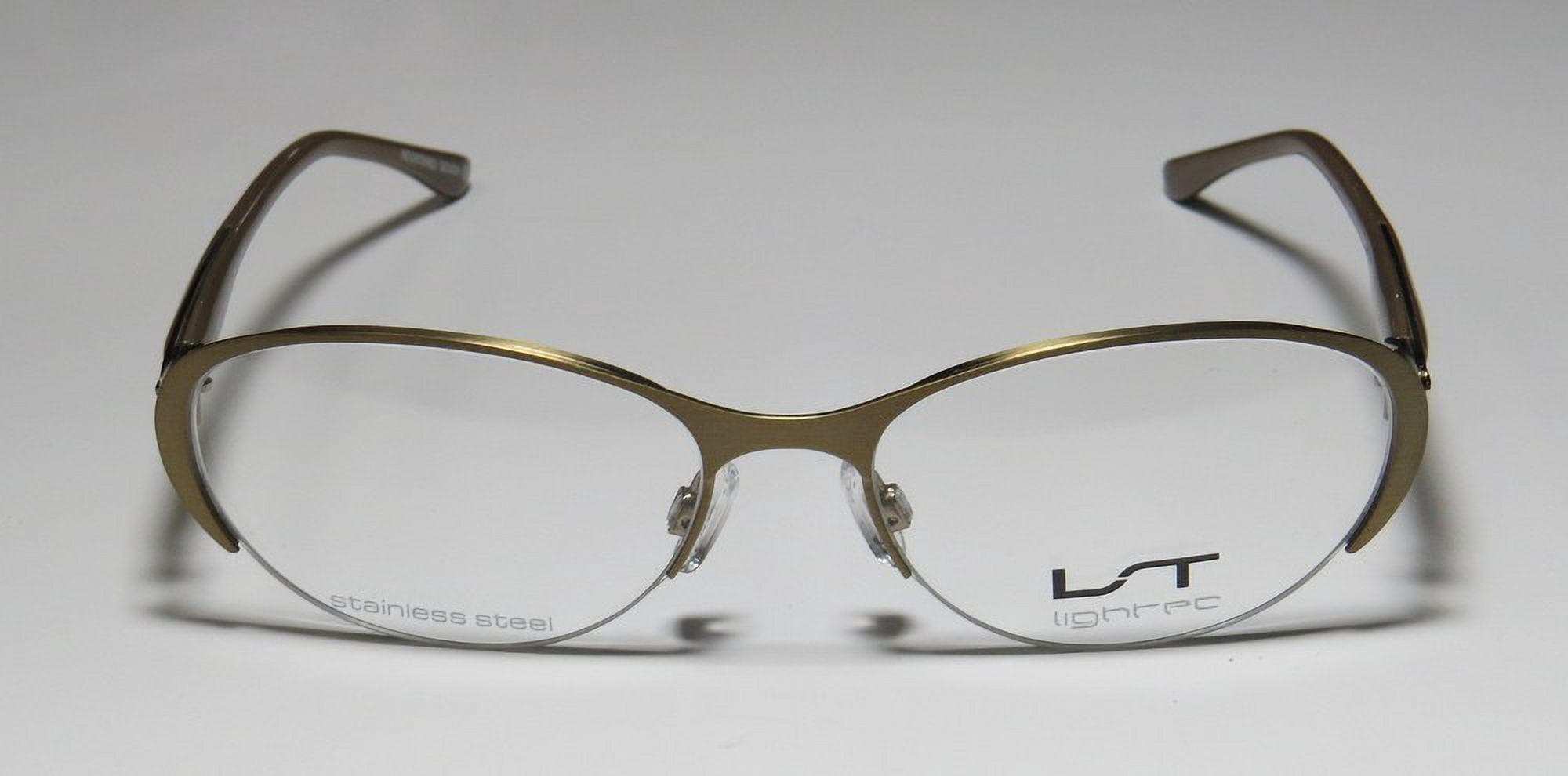 NEW LIGHTEC 7037L WOMENS/LADIES DESIGNER HALF-RIM ANTIQUE GOLD / BROWN FRAME DEMO LENSES 51-16-135 FLEXIBLE HINGES EYEGLASSES/GLASSES