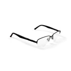 Men's Soldier Rectangular Prescription Eyeglasses with Case, Black