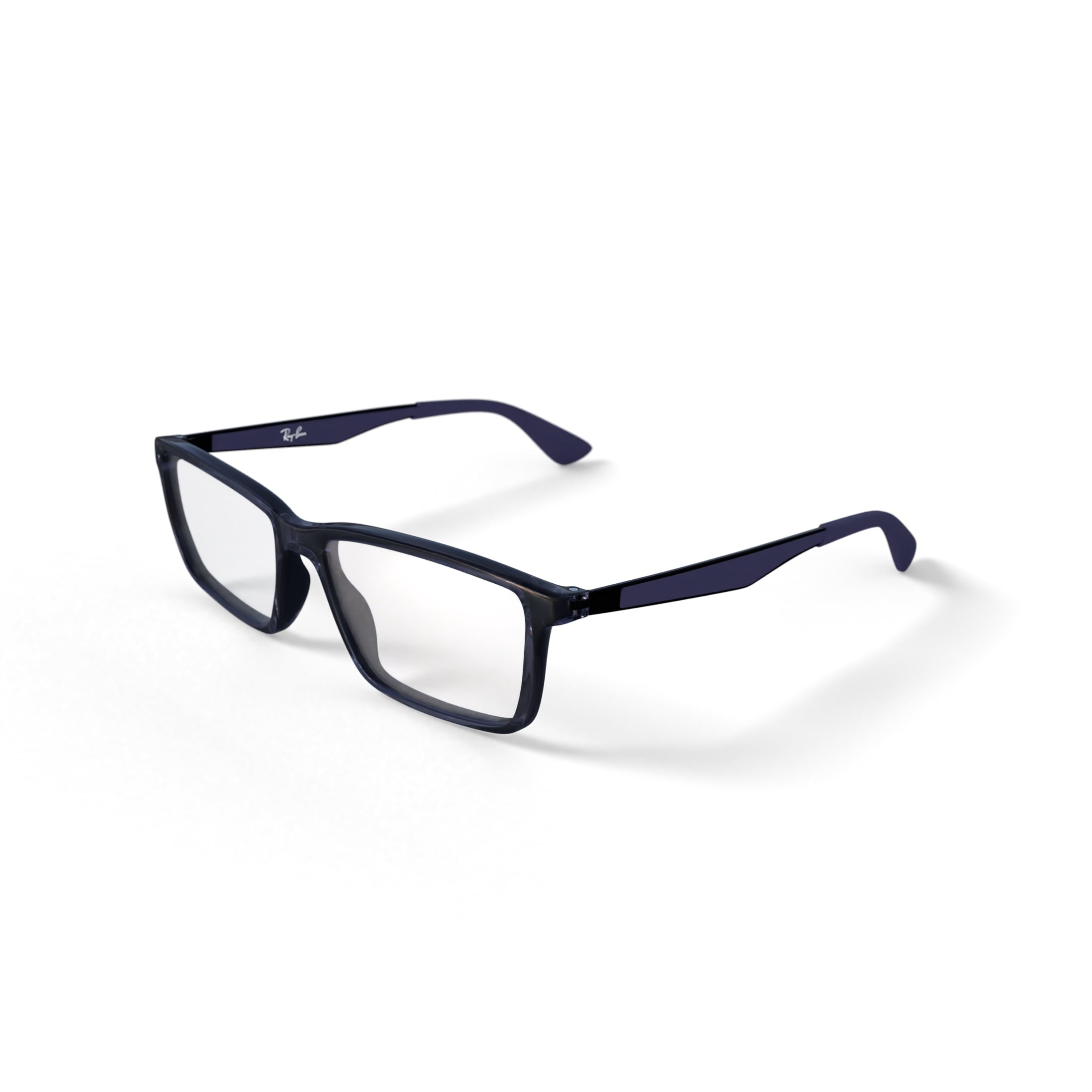  Unisex Size 55 Rectangular Prescription Eyeglasses with Case, Transparent Grey/Demo Lens