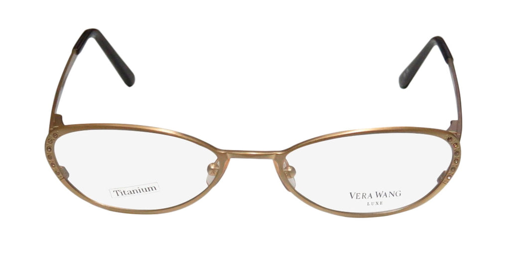 NEW VERA WANG LUXE EPIPHANY I WOMENS/LADIES CAT EYE FULL-RIM TITANIUM GOLD TITANIUM CAT EYE HANDMADE IN ITALY FRAME DEMO LENSES 49-17-130 SPRING HINGES EYEGLASSES/EYE GLASSES
